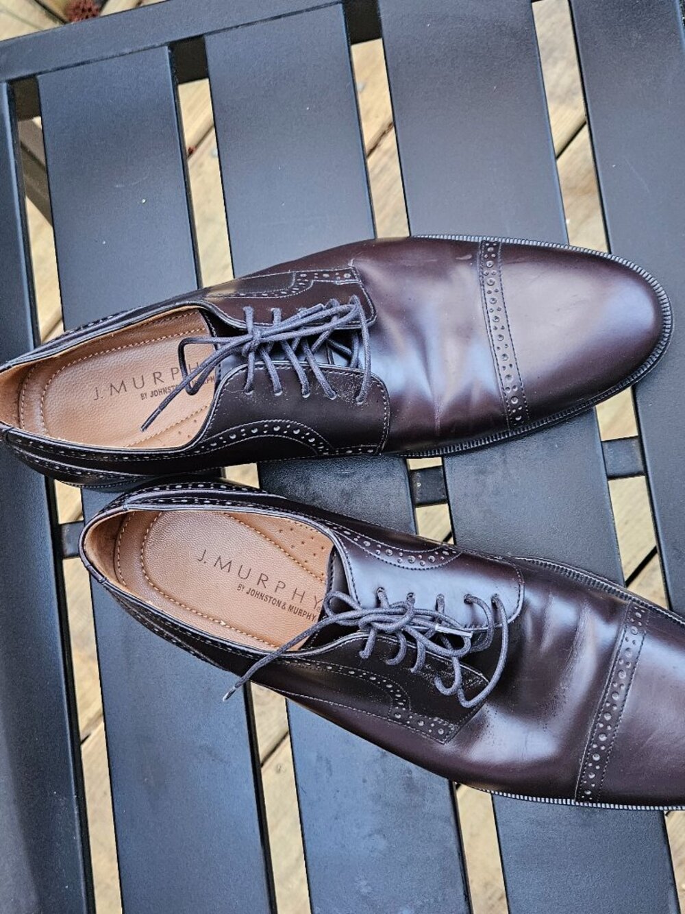 Johnston & Murphy Dark Brown Cap-Toe Lace-Up Oxfords